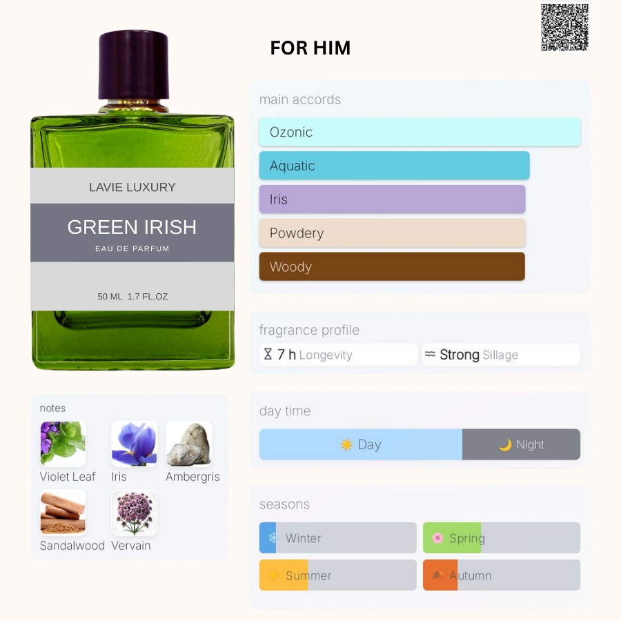 Lavie Green Irish – Fresh Green Woody Eau de Parfum for Men