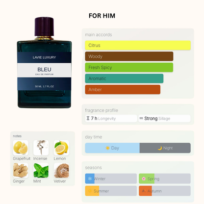 Lavie Bleu – Fresh Woody Aromatic Eau de Parfum for Men