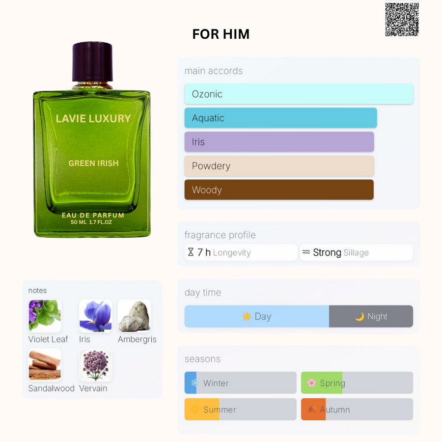 Lavie Green Irish – Fresh Green Woody Eau de Parfum for Men