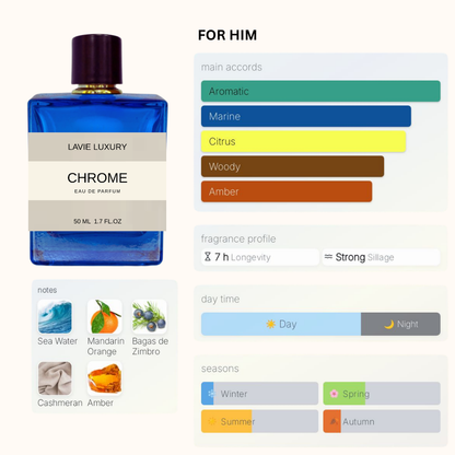 Lavie Chrome – Fresh Citrus Aquatic Eau de Parfum for Men