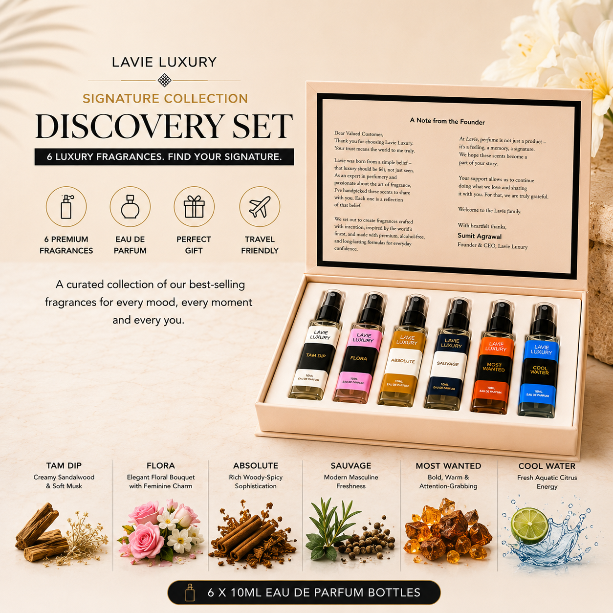 Signature Collection Discovery Set | 6 Luxury Perfumes | Lavie Luxury