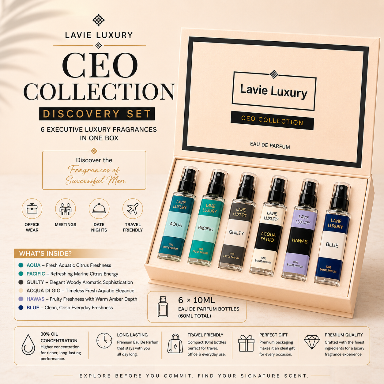 CEO Collection Discovery Set – 6 Executive Luxury Fragrances in One Box