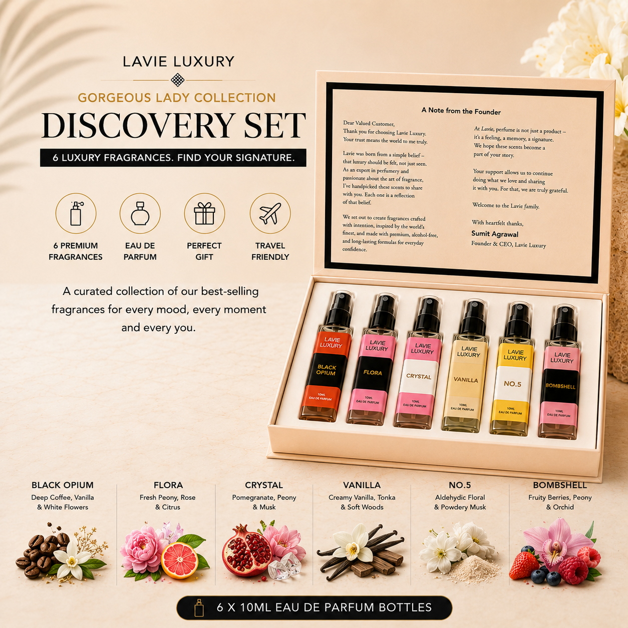 Gorgeous Lady Collection Discovery Set – 6 Luxury Fragrances for Every Woman