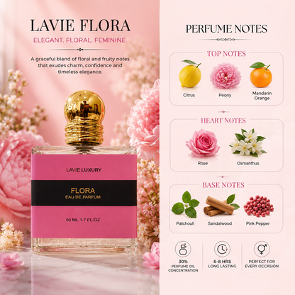 Lavie Flora – Elegant Floral Fruity Eau de Parfum for Women-100 ML