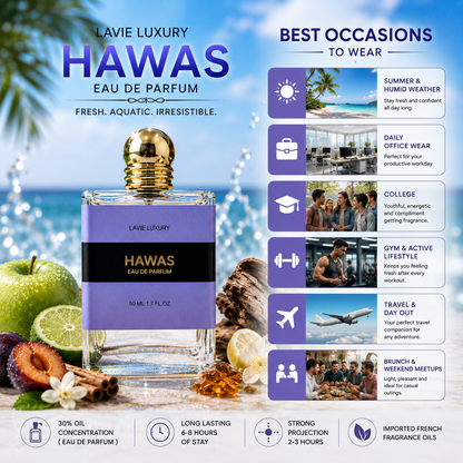 Lavie Hawas – Fresh Aquatic Sweet Eau de Parfum for Men
