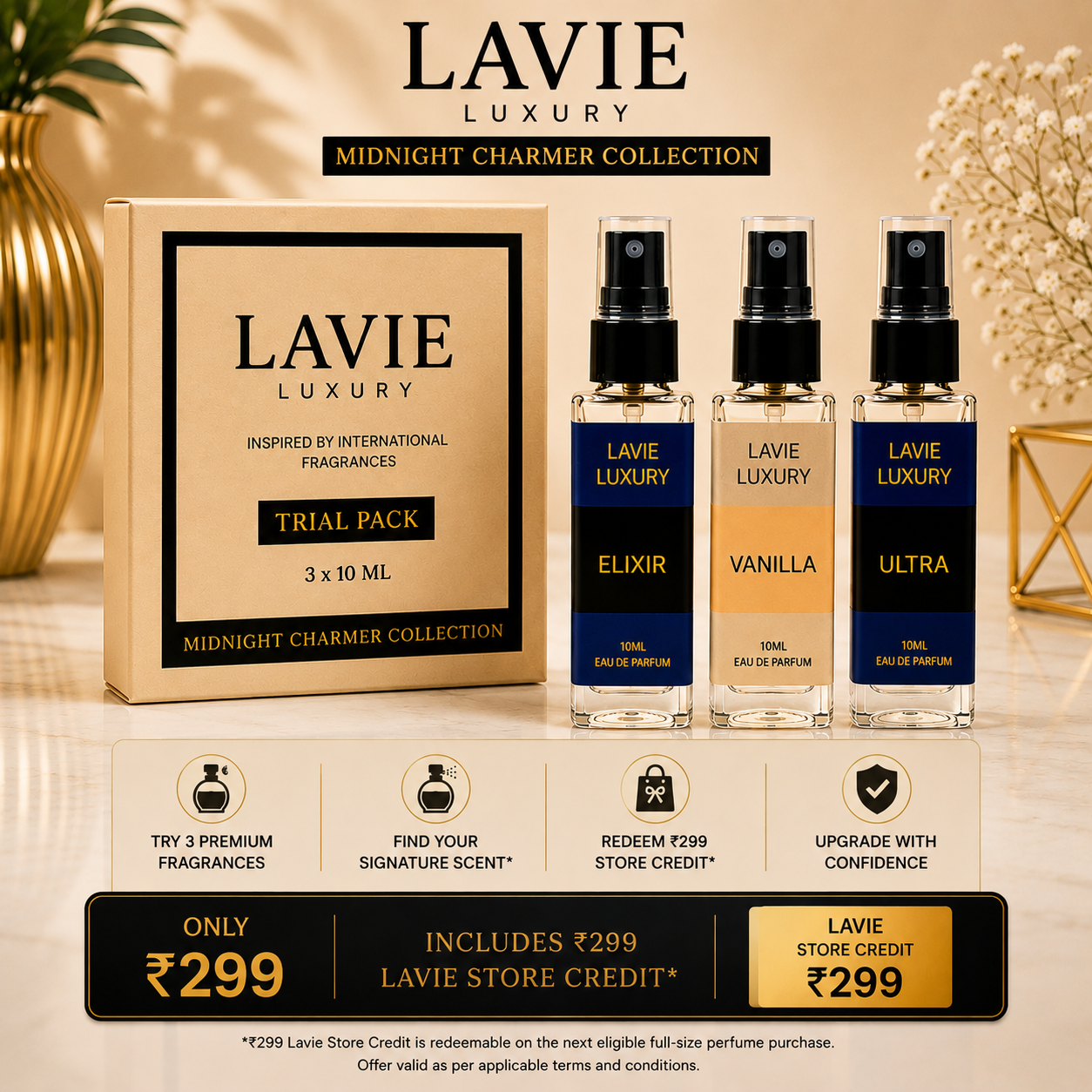 Midnight Charmer Collection Trial Pack – Elixir, Vanila and Ultra | 3 × 10ml Premium Perfumes