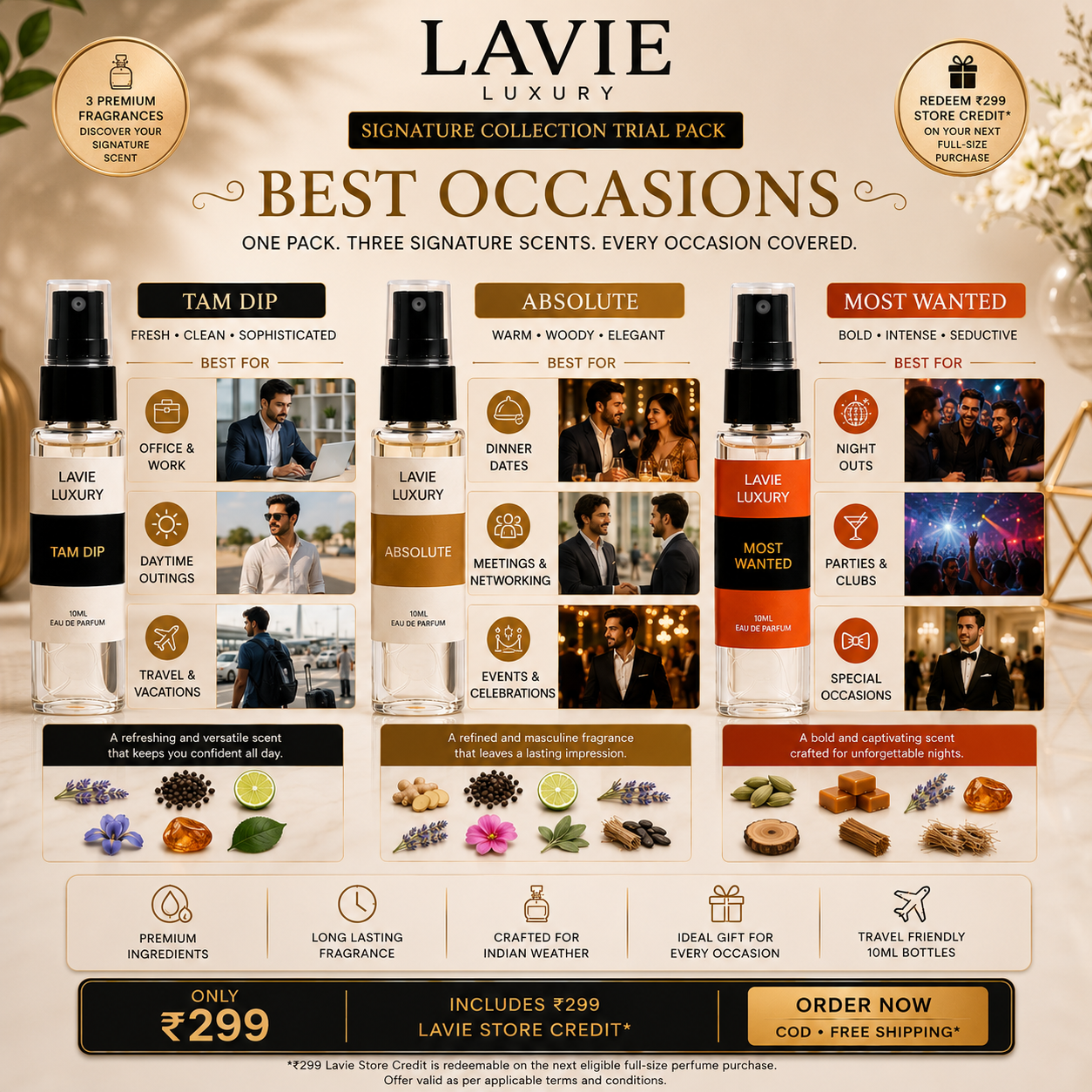 Signature Collection Trial Pack –Tam Dip, Absolute and, Most Wanted | 3 × 10ml Premium Perfumes