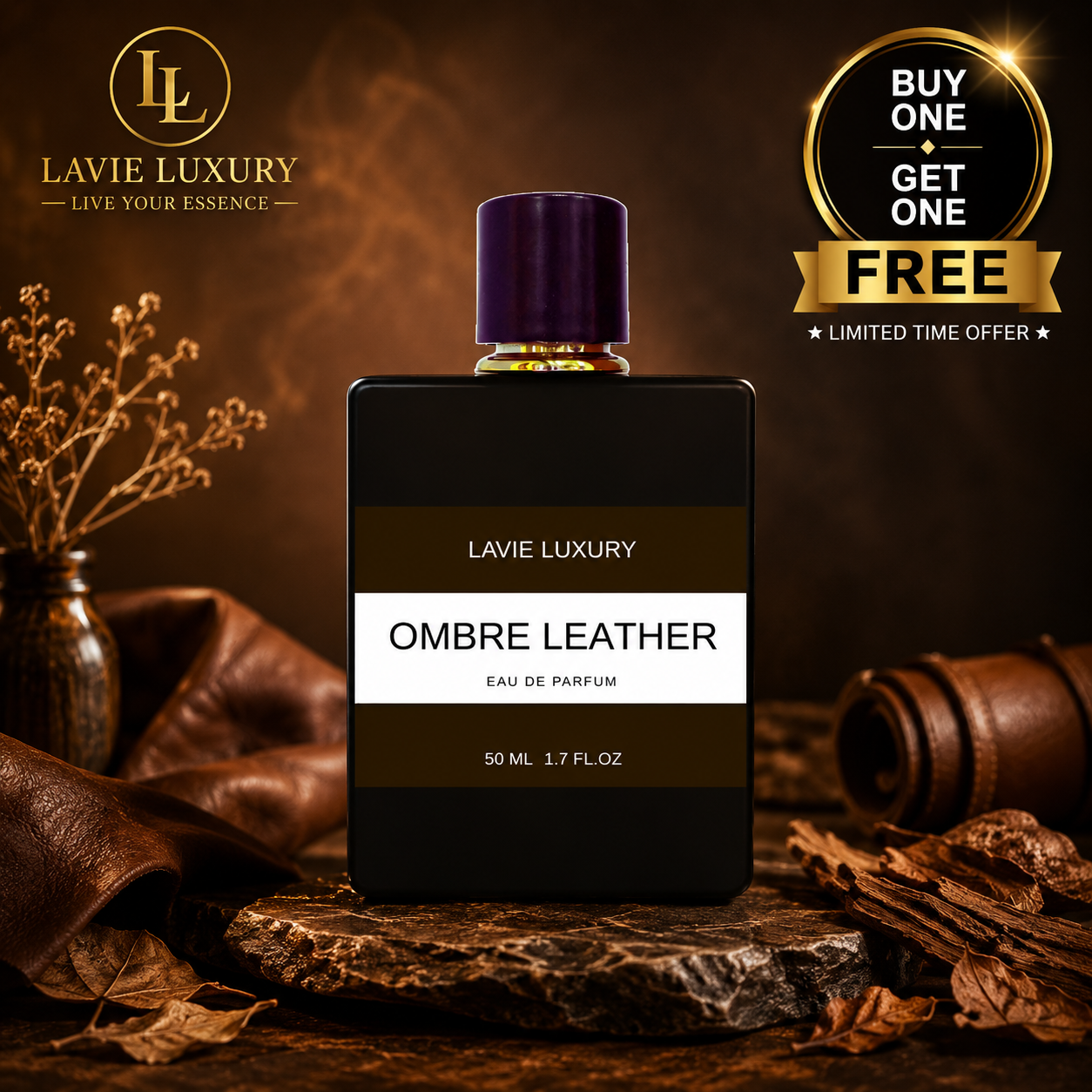 Lavie Ombre Leather – Rich Leather Amber Eau de Parfum (Unisex)
