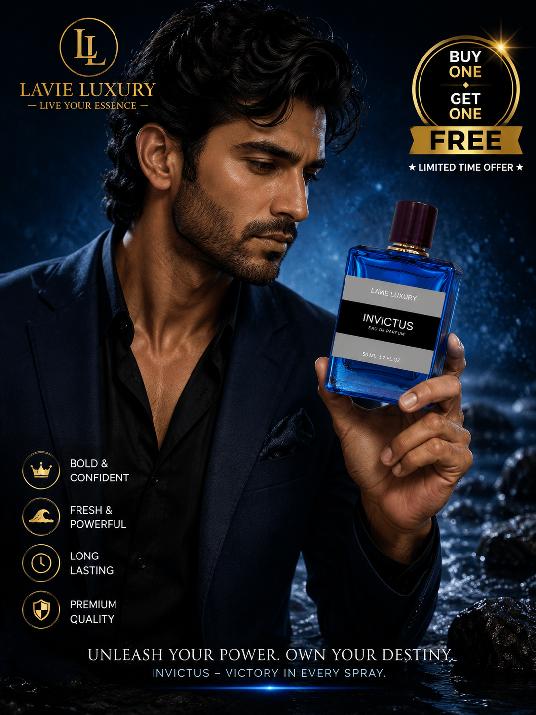 Lavie Invictus – Fresh Aquatic Sweet Eau de Parfum for Men