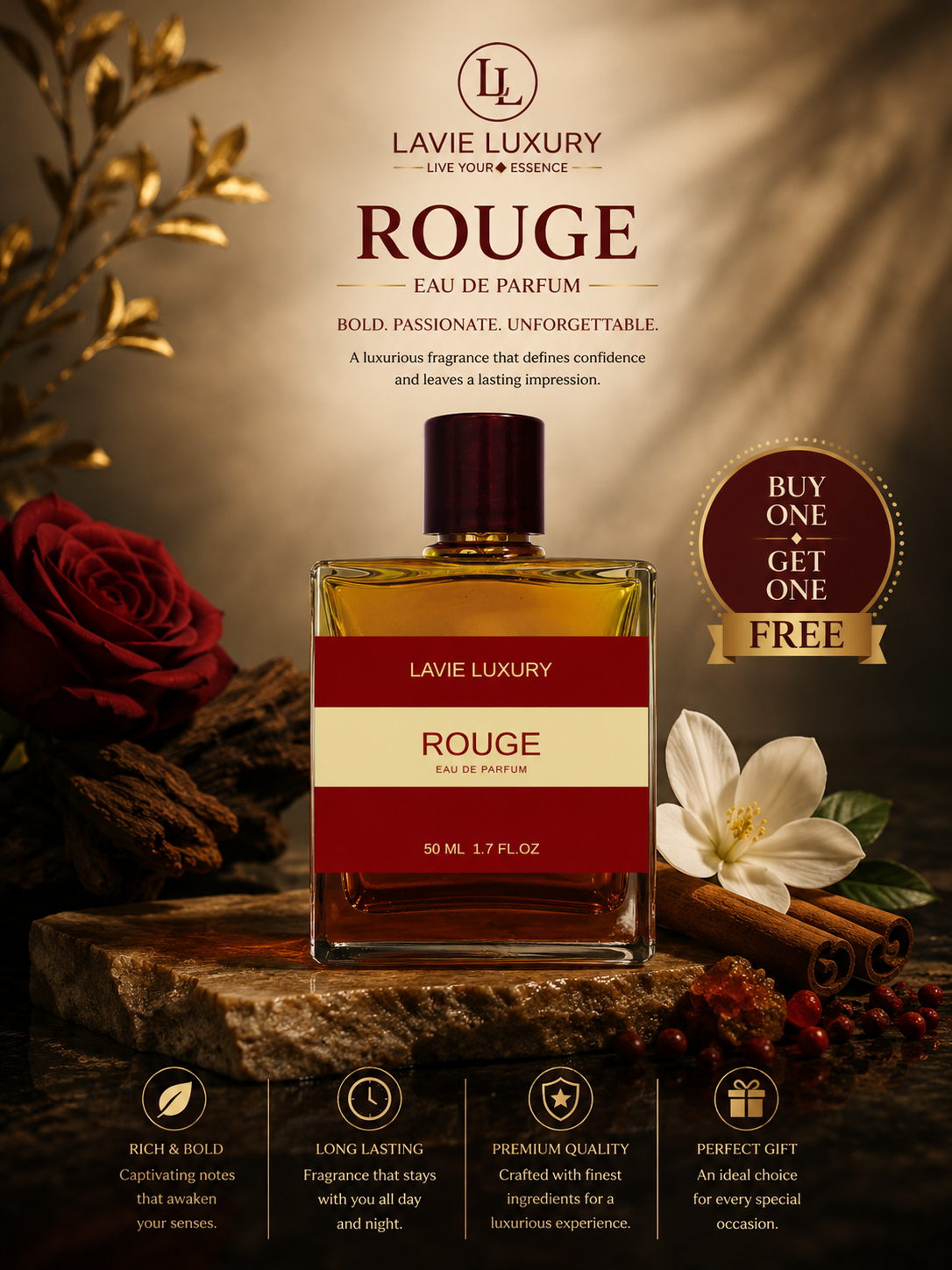 Lavie Rouge – Sweet Amber Woody Eau de Parfum (Unisex)