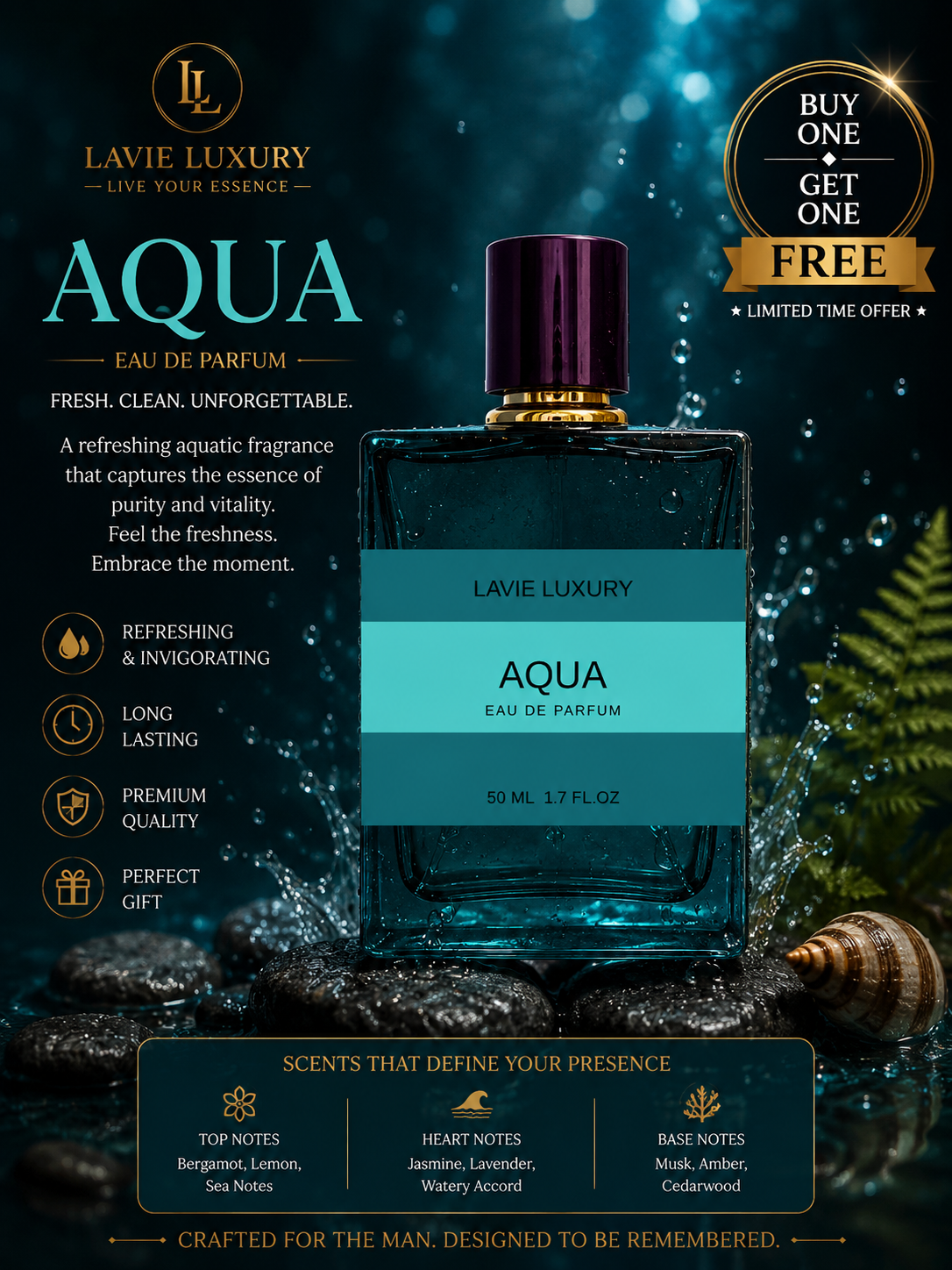Lavie Aqua – Fresh Marine Aromatic Eau de Parfum for Men