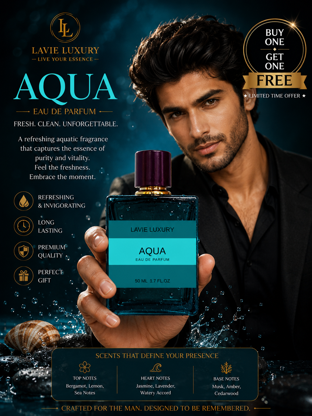 Lavie Aqua – Fresh Marine Aromatic Eau de Parfum for Men