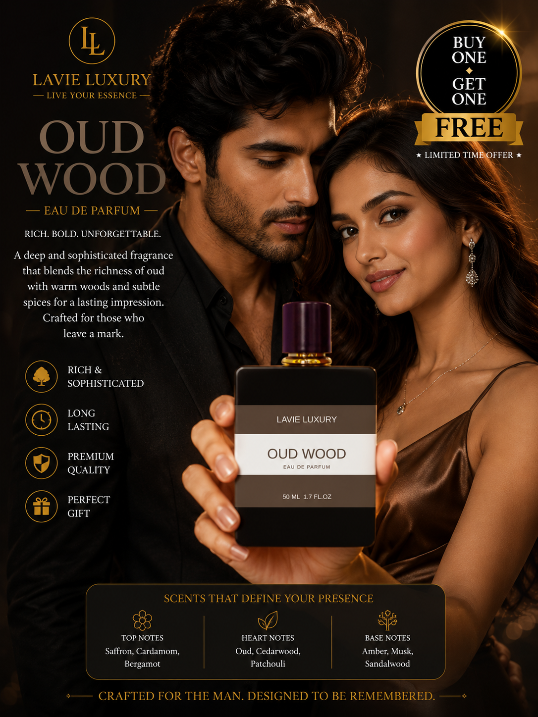 Lavie Oud Wood – Smooth Woody Oud Eau de Parfum (Unisex)