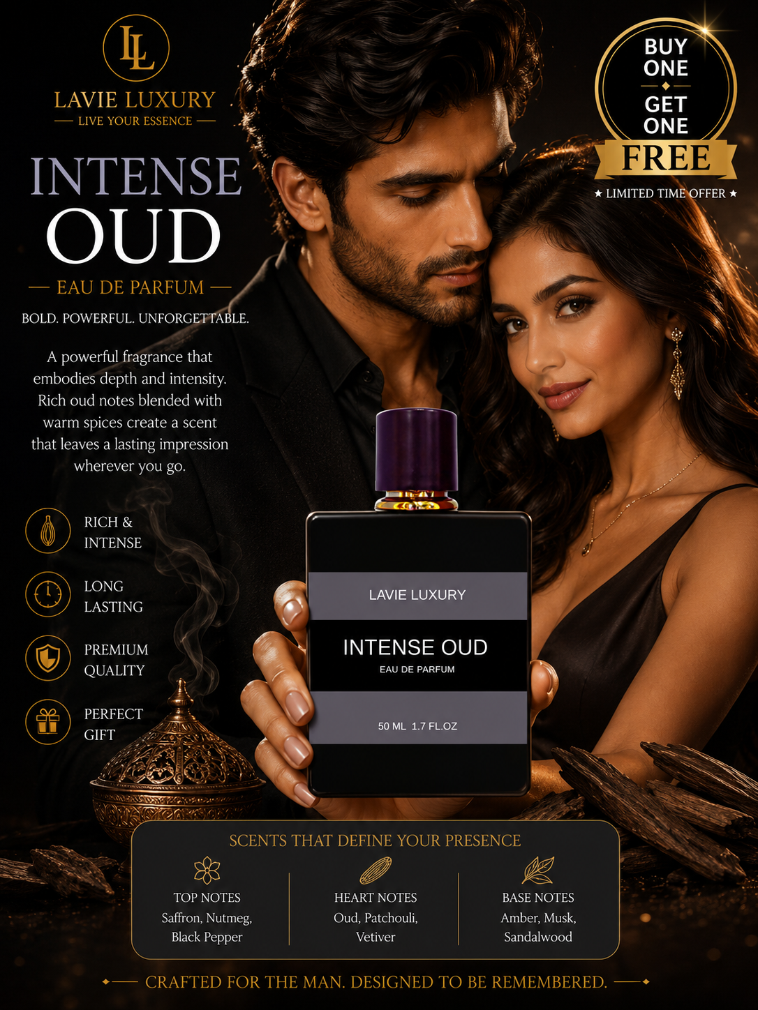 Lavie Intense Oud – Deep Smoky Oud Eau de Parfum (Unisex)