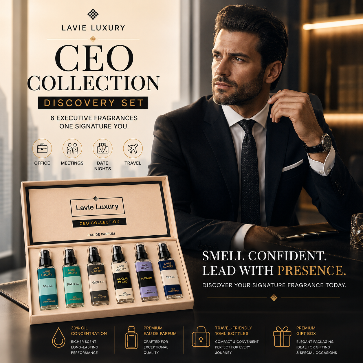 CEO Collection Discovery Set – 6 Executive Luxury Fragrances in One Box
