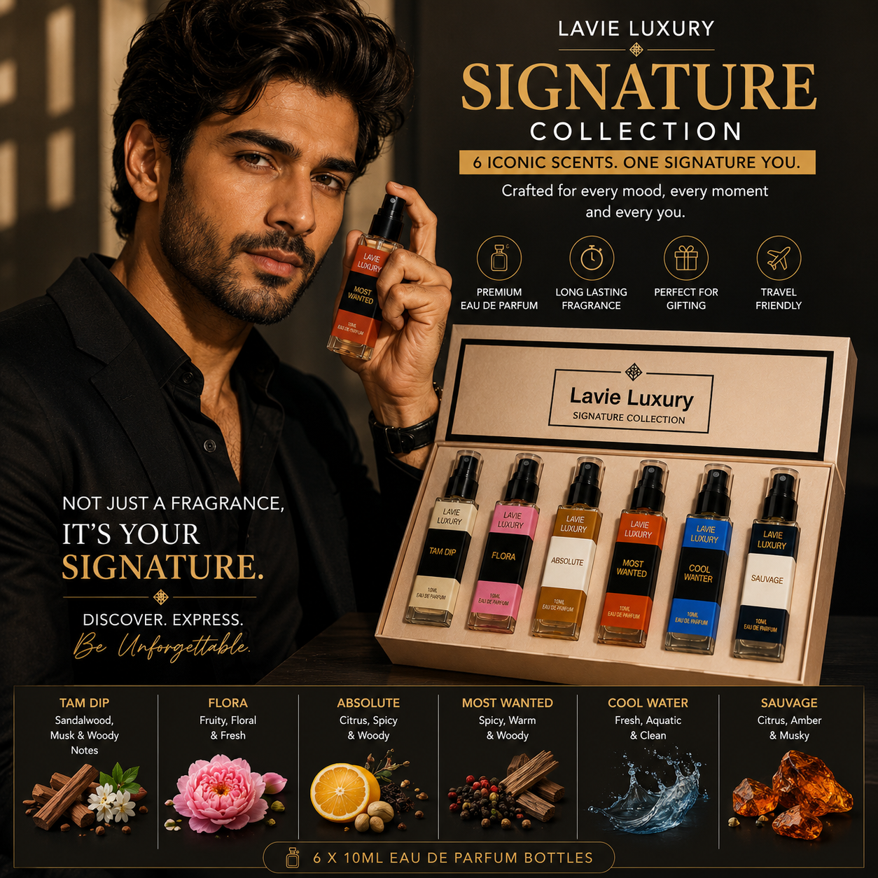 Signature Collection Discovery Set | 6 Luxury Perfumes | Lavie Luxury