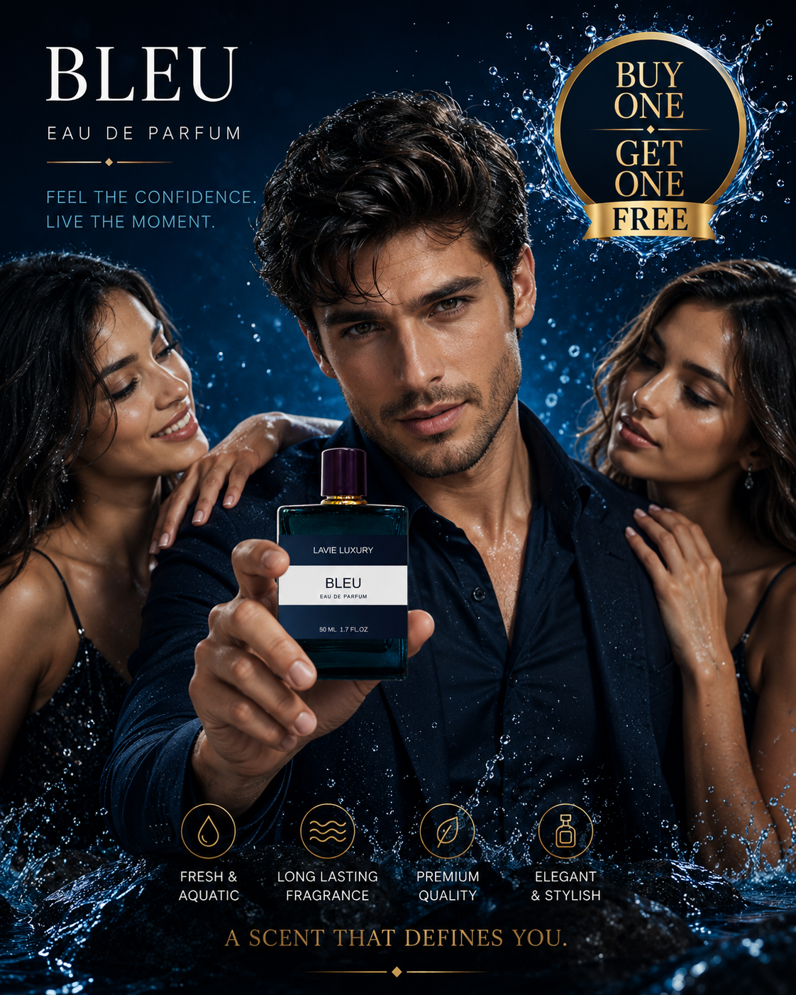 Lavie Bleu – Fresh Woody Aromatic Eau de Parfum for Men – La Vie