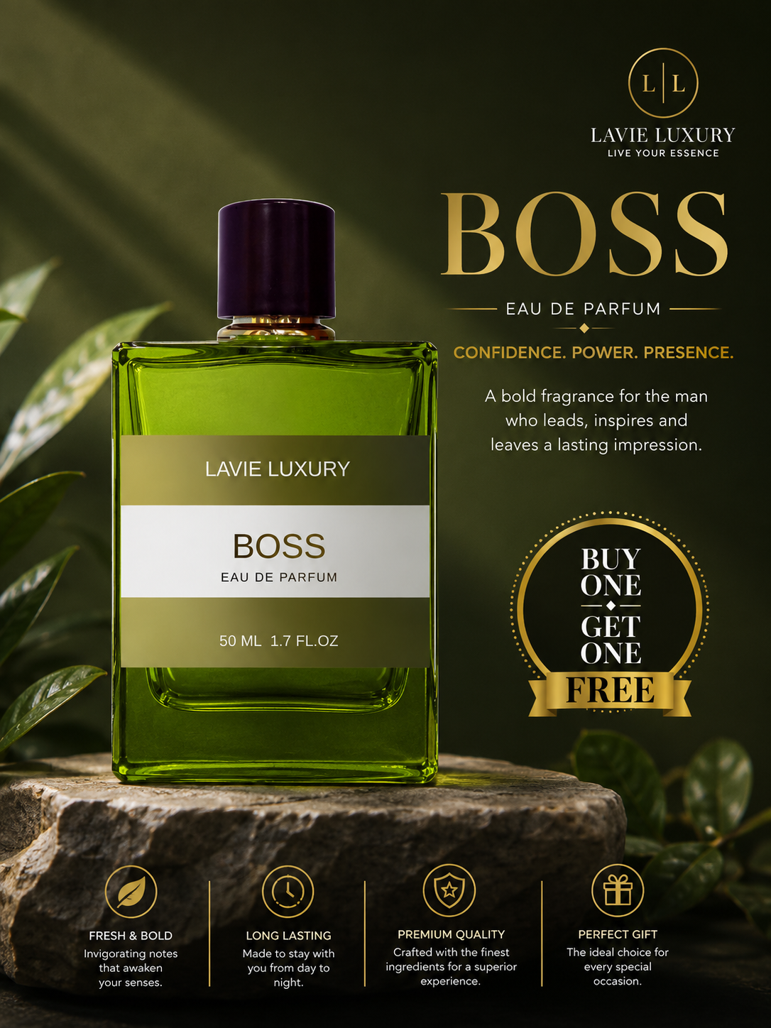 Lavie Boss – Fresh Fruity Aromatic Eau de Parfum for Men