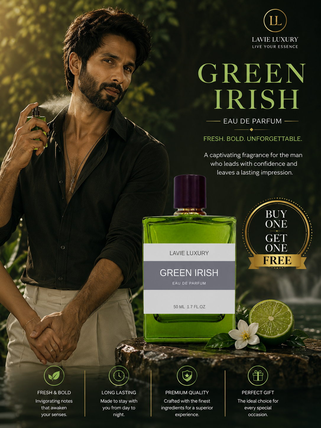 Lavie Green Irish – Fresh Green Woody Eau de Parfum for Men