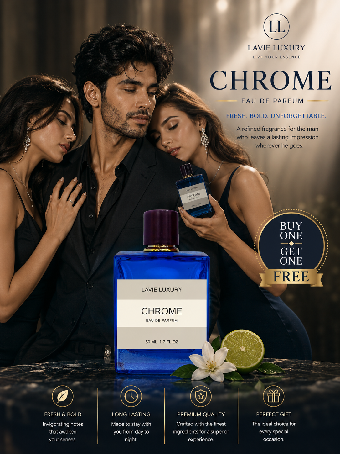 Lavie Chrome – Fresh Citrus Aquatic Eau de Parfum for Men