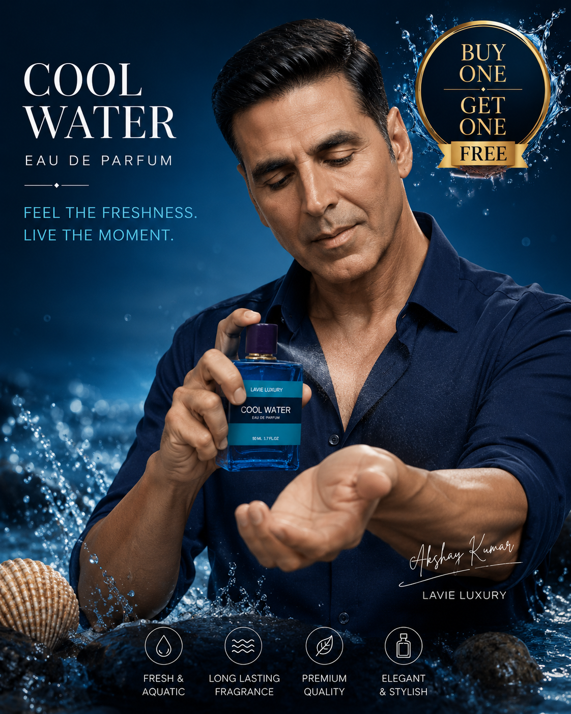Lavie Cool Water Intense – Fresh Sweet Aquatic Eau de Parfum for Men