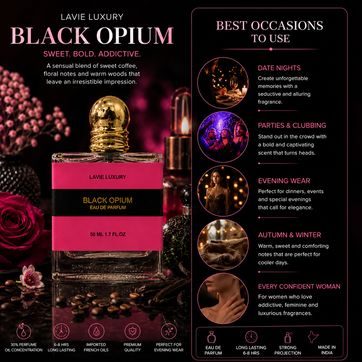 Lavie Black Opium – Sweet Coffee Floral Eau de Parfum for Women
