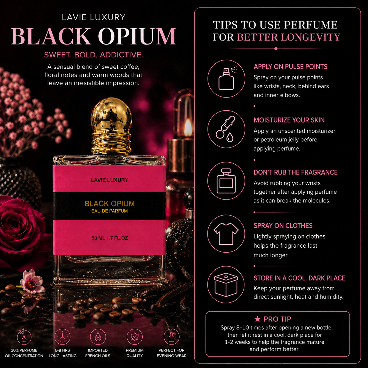Lavie Black Opium – Sweet Coffee Floral Eau de Parfum for Women
