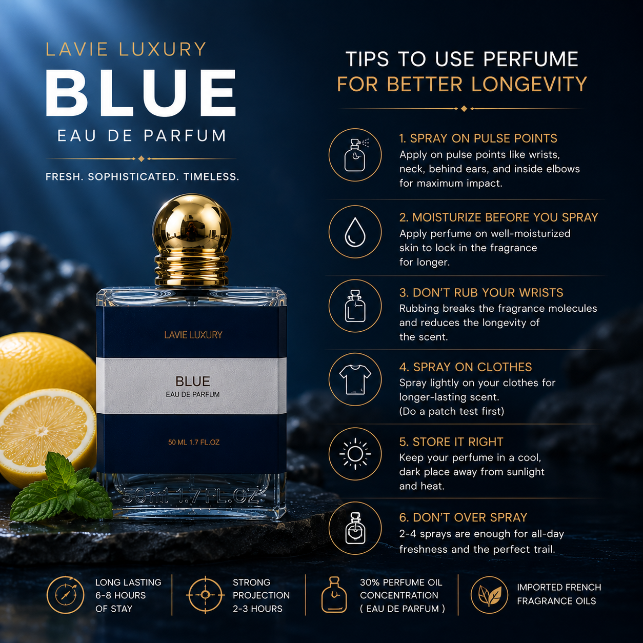 Lavie Bleu – Fresh Woody Aromatic Eau de Parfum for Men