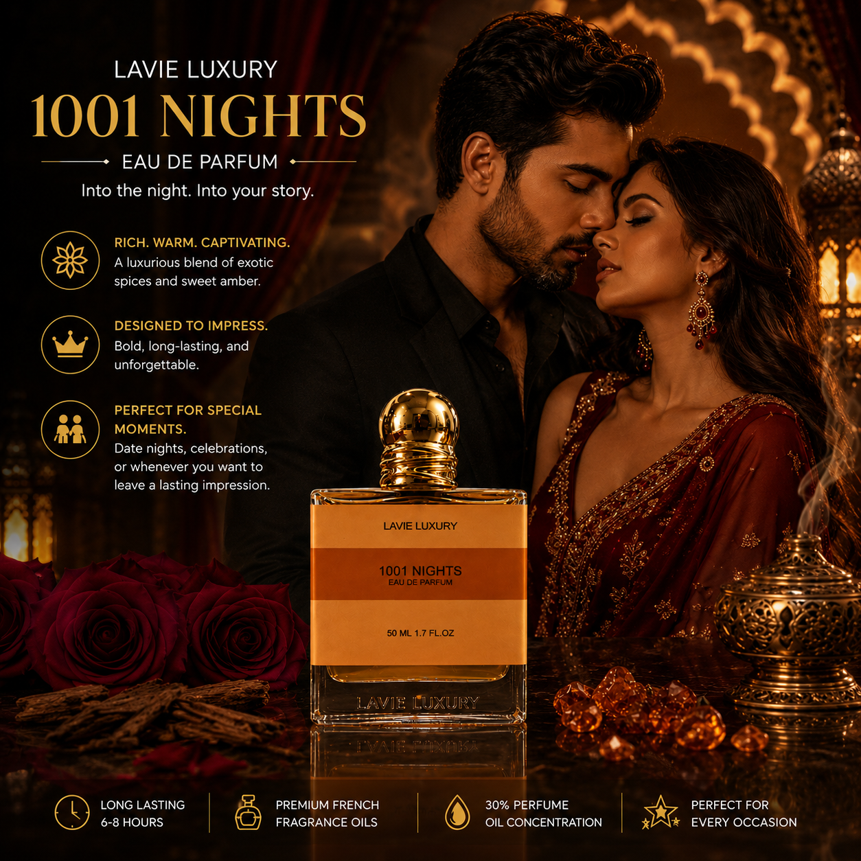 Lavie 1001 Nights – Rich Oriental Oud Eau de Parfum (Unisex)