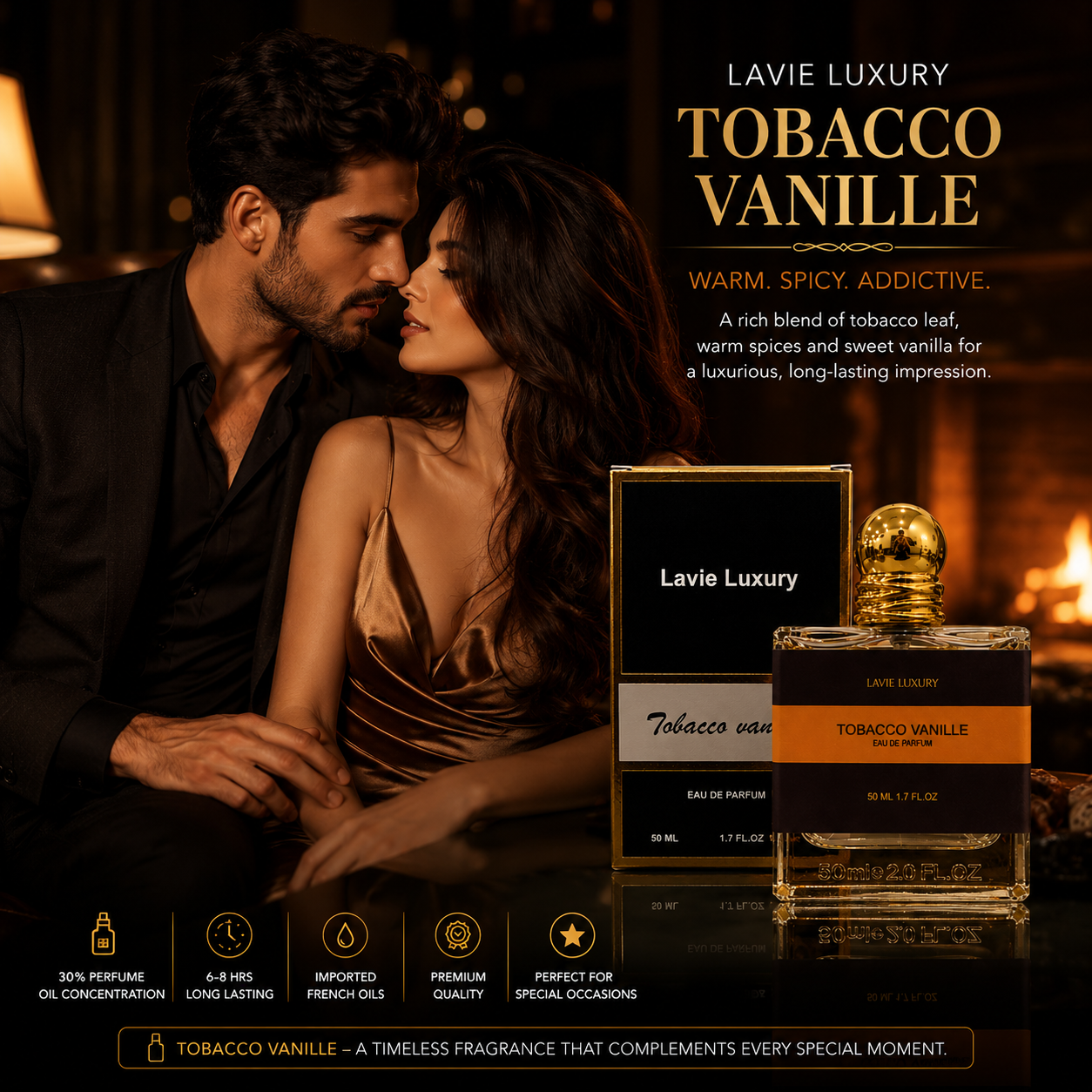 Lavie Tobacco Vanilla – Warm Spicy Tobacco Gourmand Eau de Parfum (Unisex)