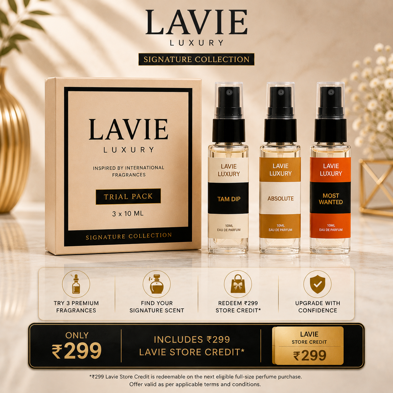 Signature Collection Trial Pack –Tam Dip, Absolute and, Most Wanted | 3 × 10ml Premium Perfumes