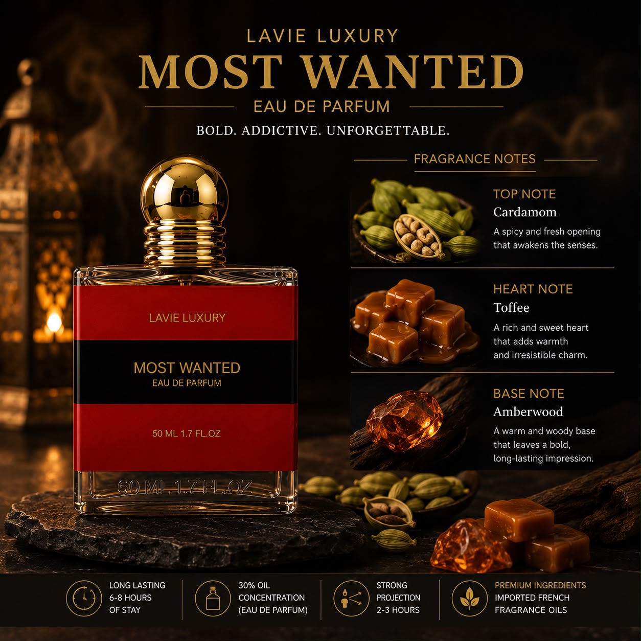 Lavie Most Wanted – Sweet Spicy Amber Eau de Parfum for Men