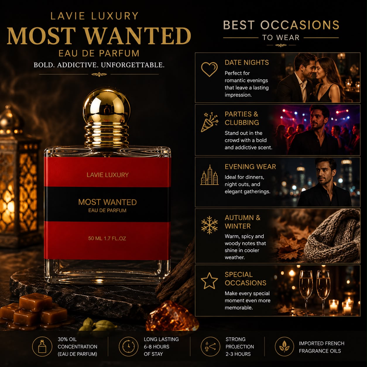 Lavie Most Wanted – Sweet Spicy Amber Eau de Parfum for Men