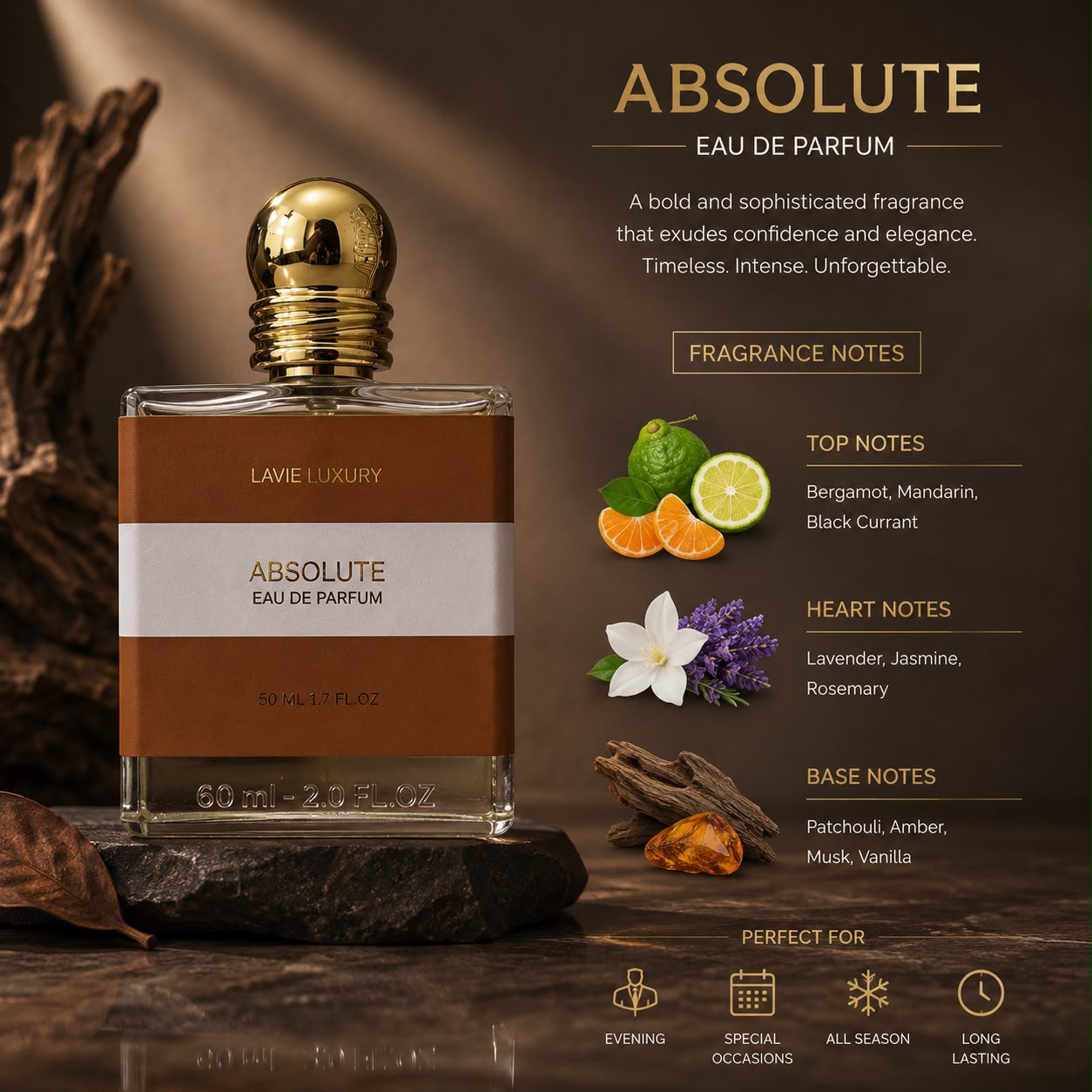 Lavie Absolute – Smoky Woody Leather Eau de Parfum for Men