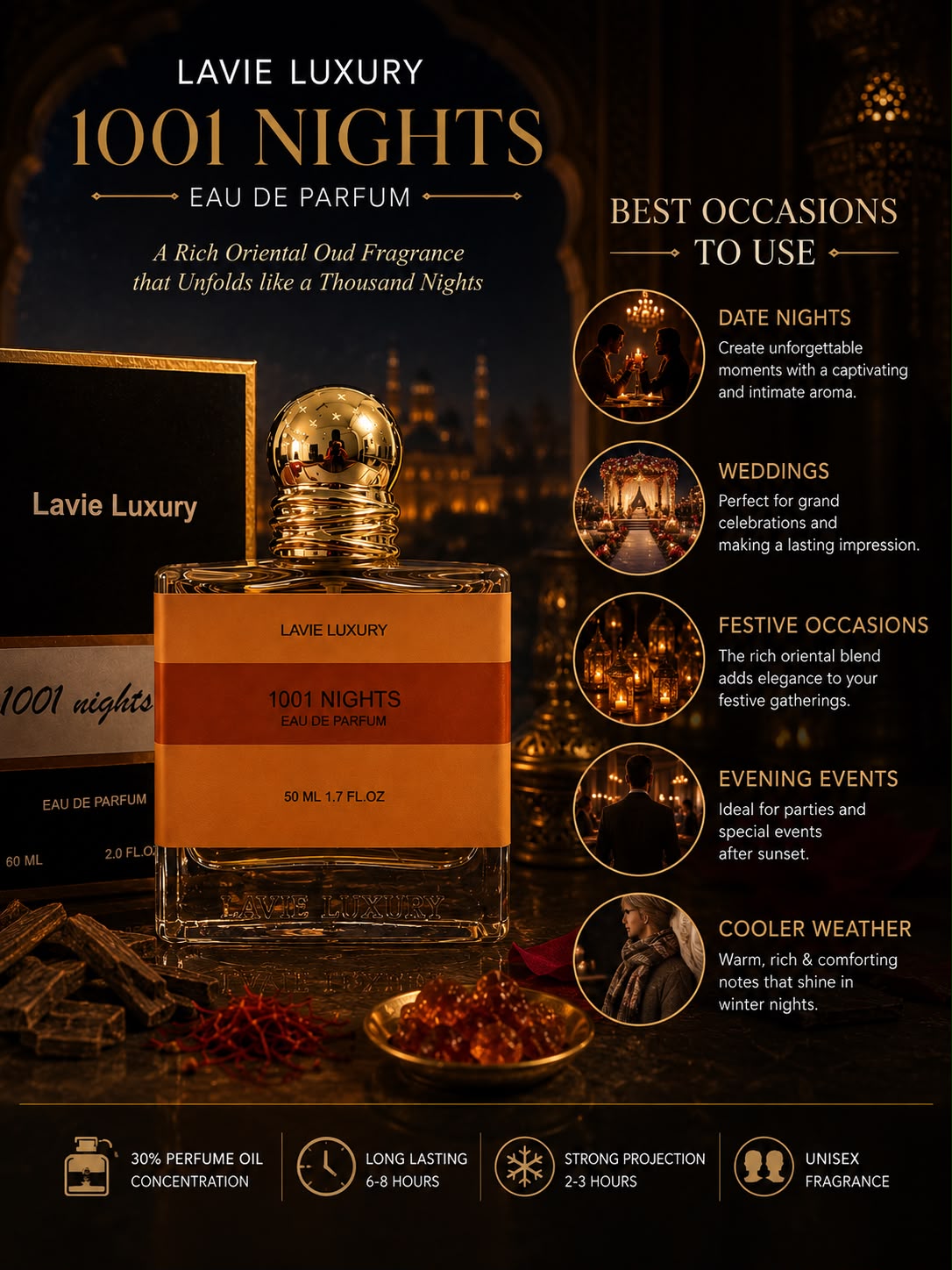 Lavie 1001 Nights – Rich Oriental Oud Eau de Parfum (Unisex)