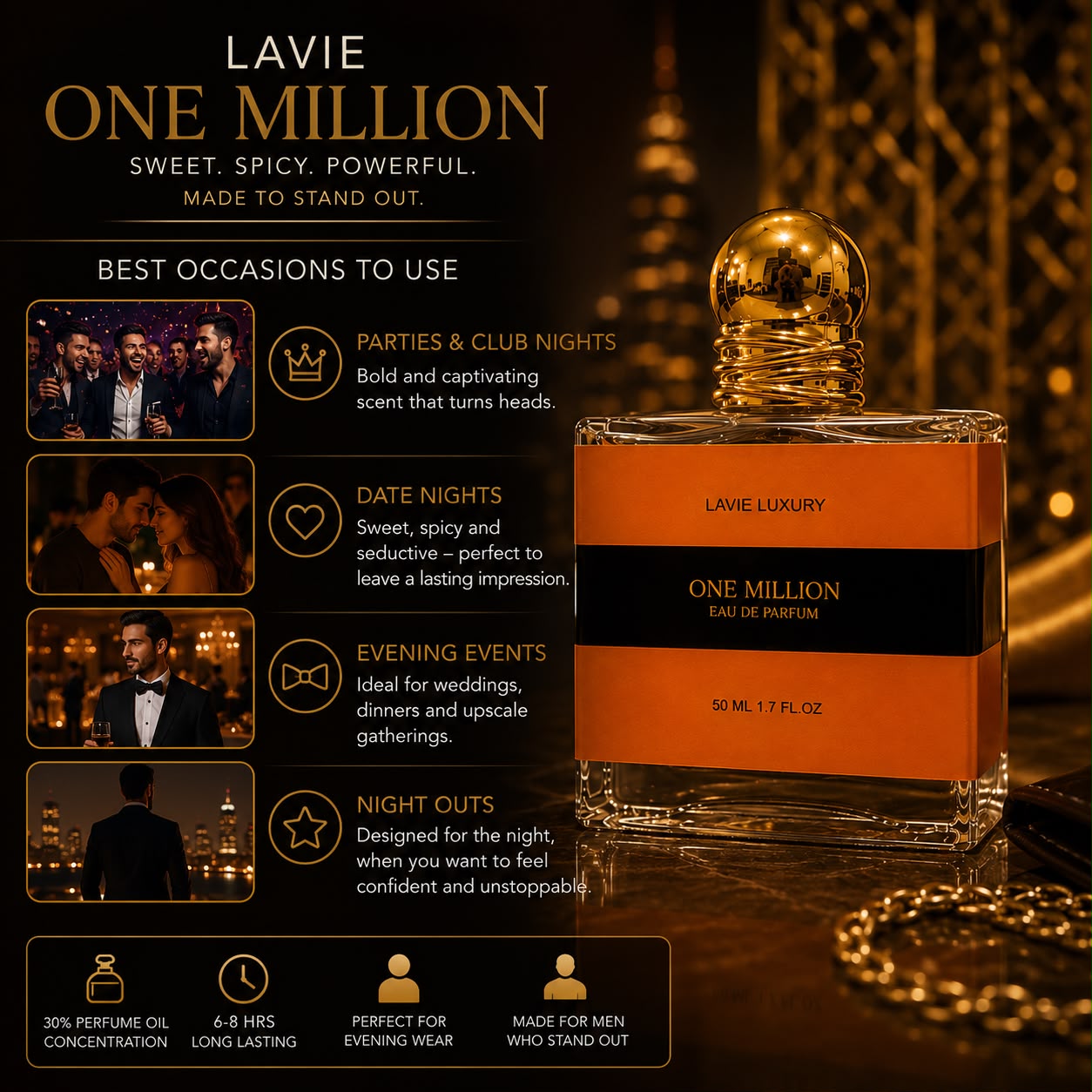 Lavie One Million – Sweet Spicy Leather Eau de Parfum for Men