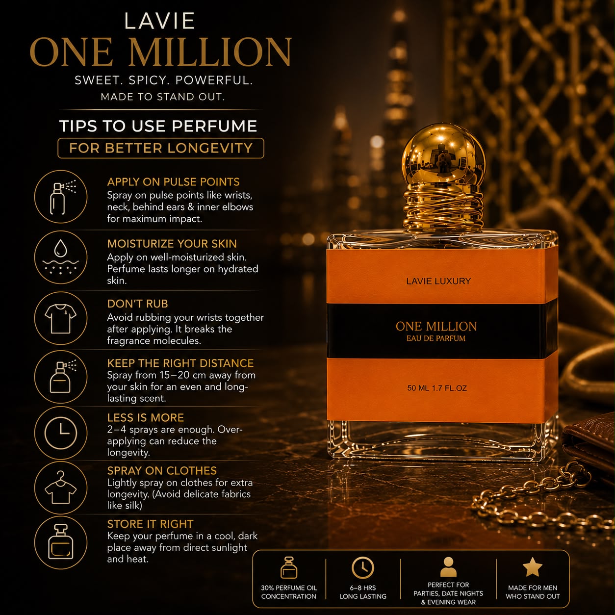 Lavie One Million – Sweet Spicy Leather Eau de Parfum for Men