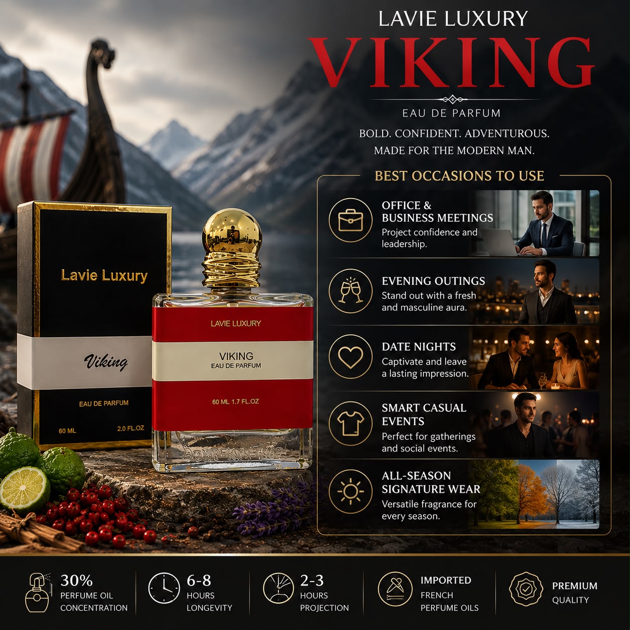 Lavie Viking – Fresh Spicy Woody Eau de Parfum for Men