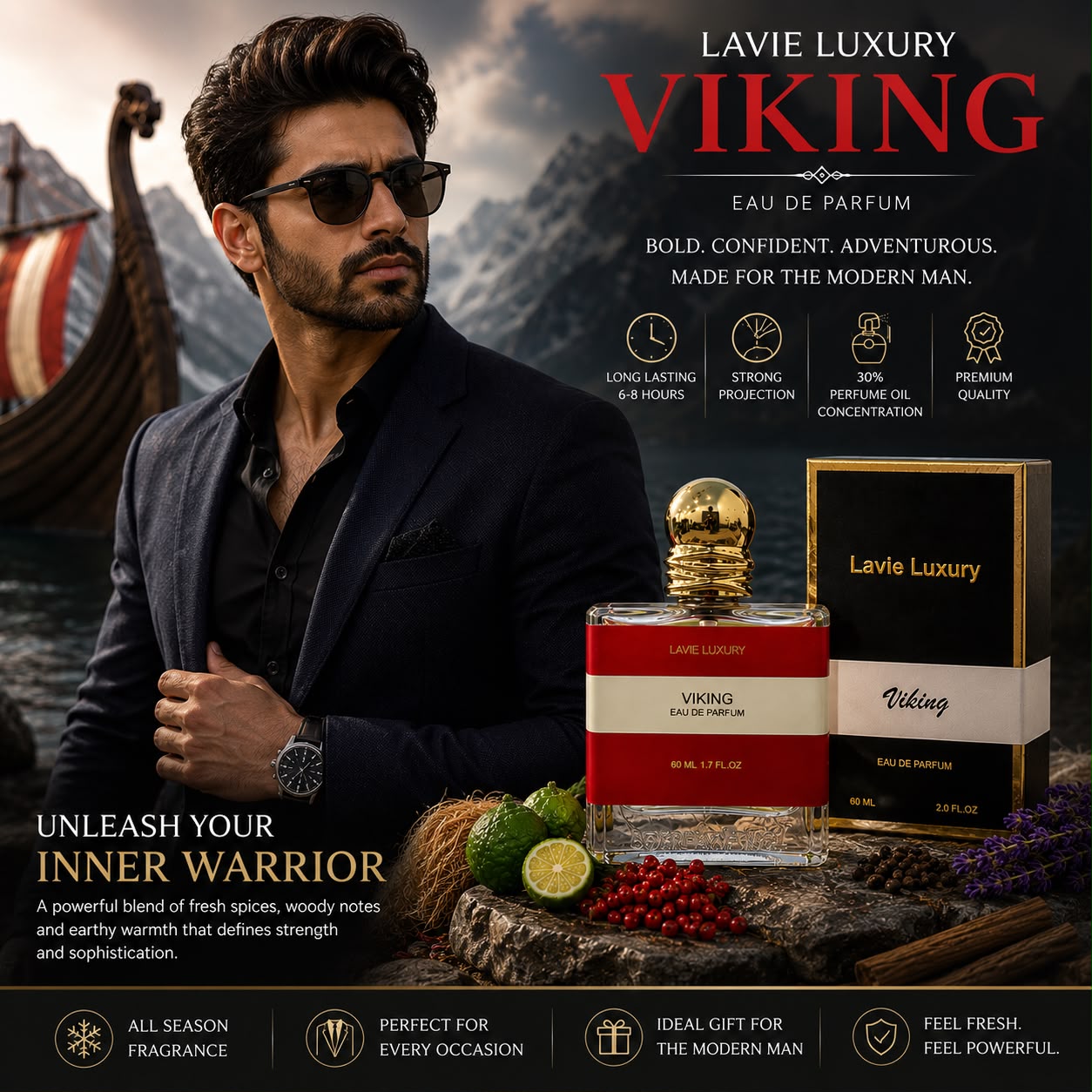 Lavie Viking – Fresh Spicy Woody Eau de Parfum for Men