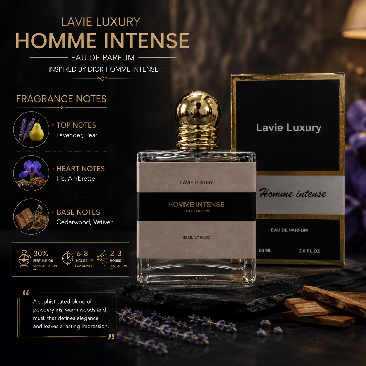 Lavie Homme Intense – Powdery Iris Woody Eau de Parfum for Men