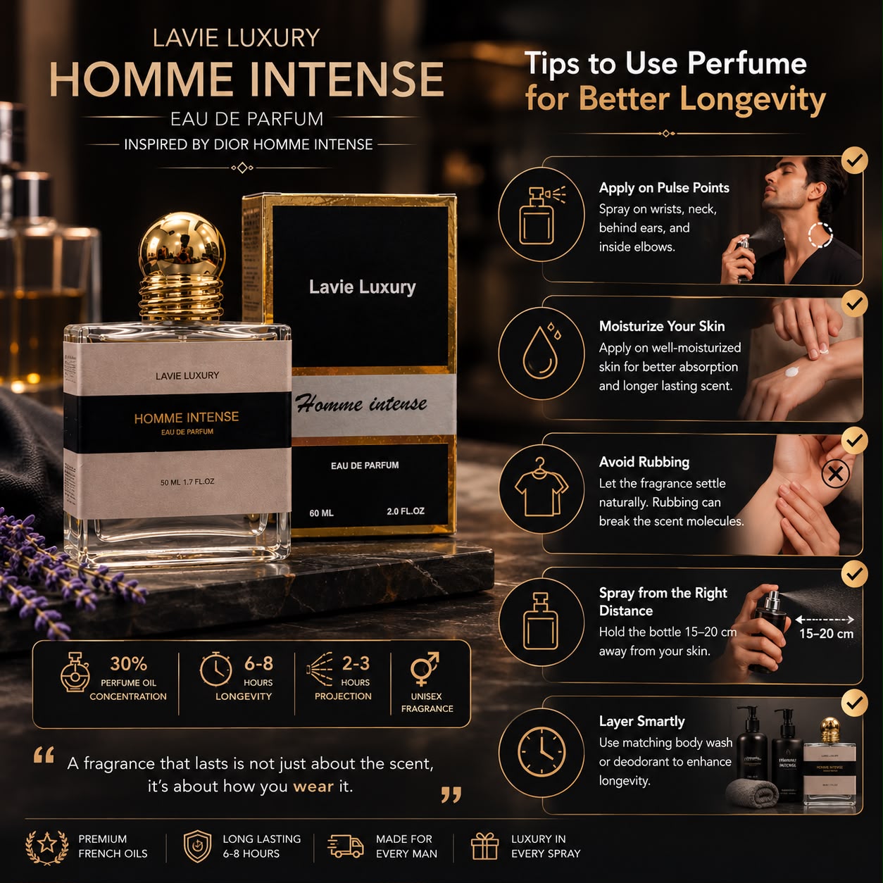 Lavie Homme Intense – Powdery Iris Woody Eau de Parfum for Men