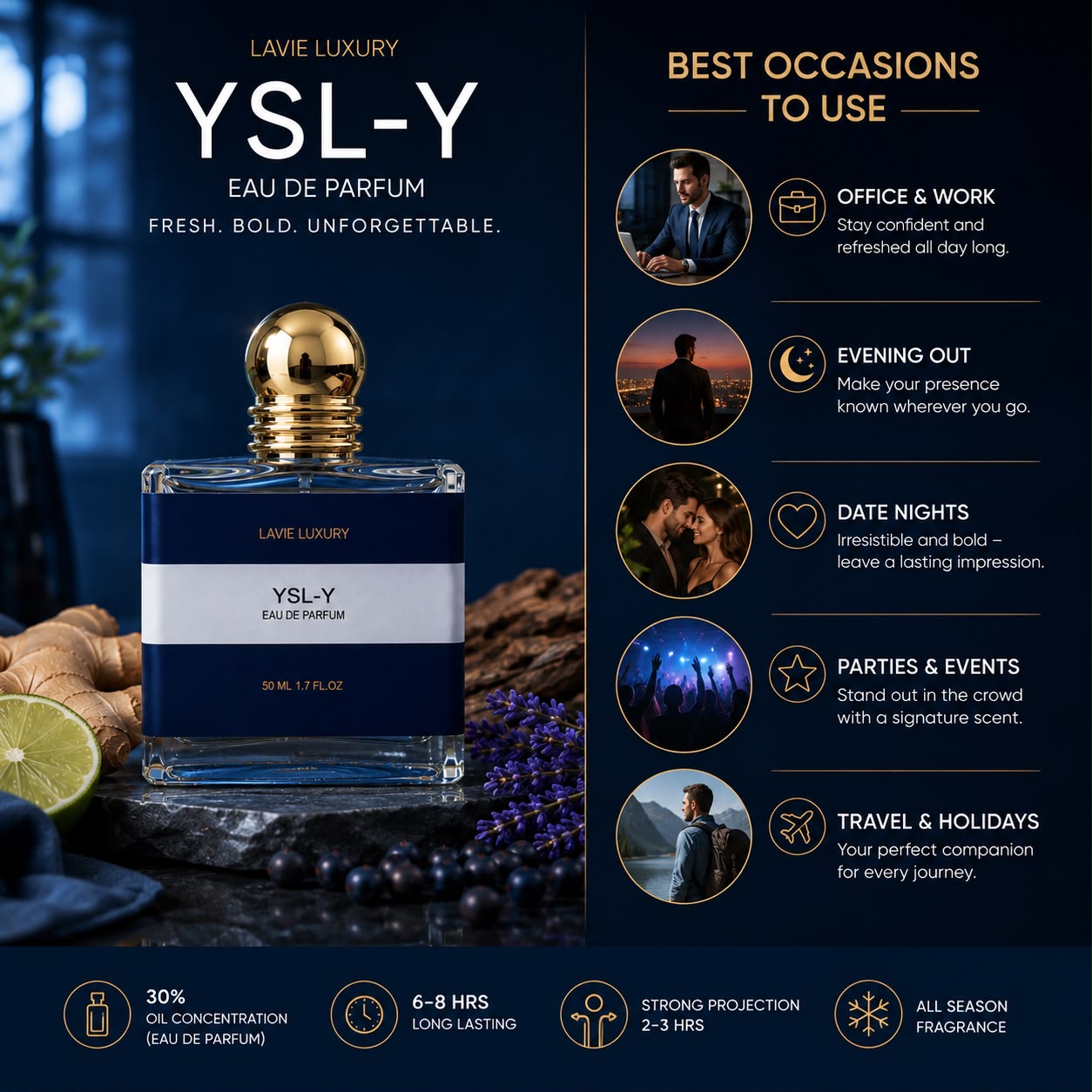 Lavie YSL Y – Fresh Woody Aromatic Eau de Parfum for Men